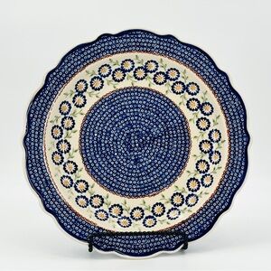 Manufaktura Polish Pottery Spring Yellow Posey Scalloped 13” Round Platter #102